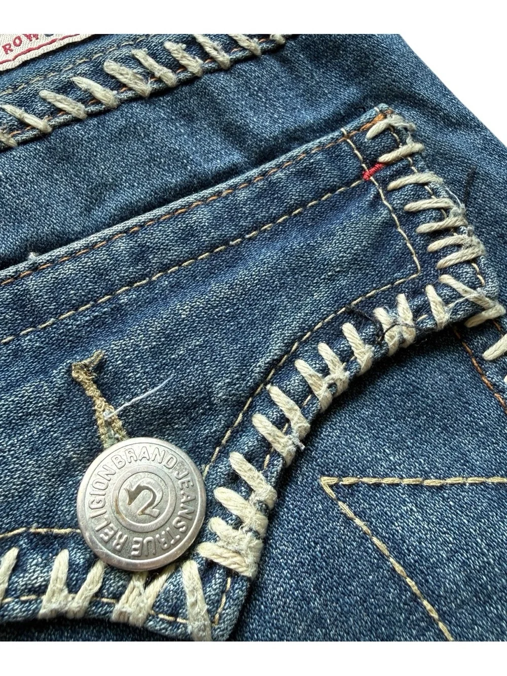 True Religion Billy Super T Jeans 38x33 Big Stitch Y2K Flap Pocket Denim Blue